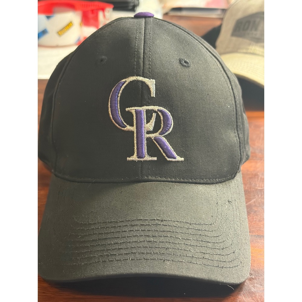Colorado Rockies MLB Baseball Cap Black Purple CR Logo Snapback Hat